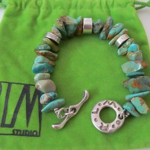 NEW RLM 925 STERLING TURQUOISE TOGGLE BRACELET 7.5